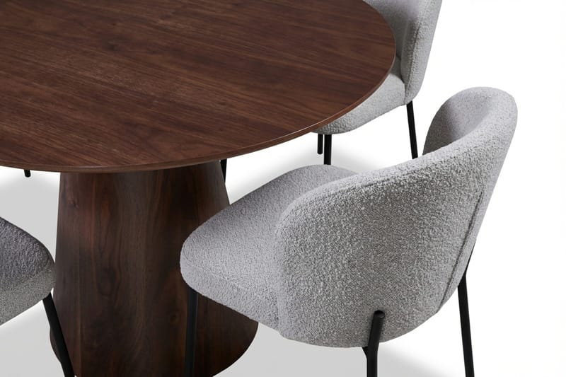 Siena Matgrupp runt 110 cm Valnöt med 4 Elsie Matstolar - Valnöt/Ljusgrå - Products - Möbler - Bord & matgrupp - Matgrupp