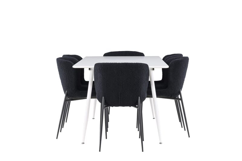 Silar Matgrupp 180 cm Rektangulär med 6 Modesto stolar - Vit/Svart - Products - Möbler - Bord & matgrupp - Matgrupp