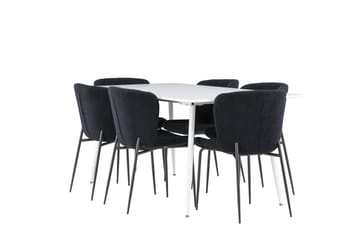 Silar Matgrupp 180 cm Rektangulär med 6 Modesto stolar - Vit/Svart - Products - Möbler - Bord & matgrupp - Matgrupp
