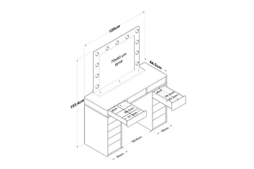 Ramender Stort Sminkbord med spegel och lampor med förvaring - Vit - Products - Möbler - Bord & matgrupp - Sminkbord & toalettbord