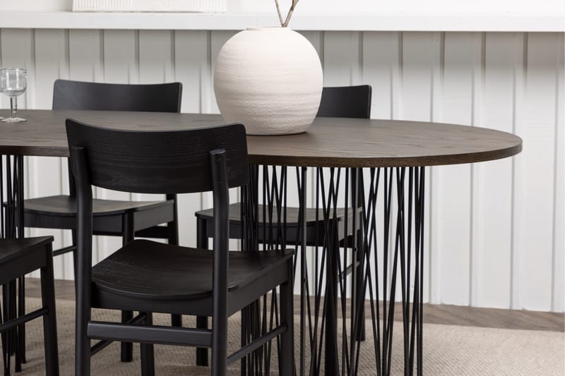 Stone Matgrupp + 4 Montros stolar Oval - Svart/Mocca - Products - Möbler - Bord & matgrupp - Matgrupp