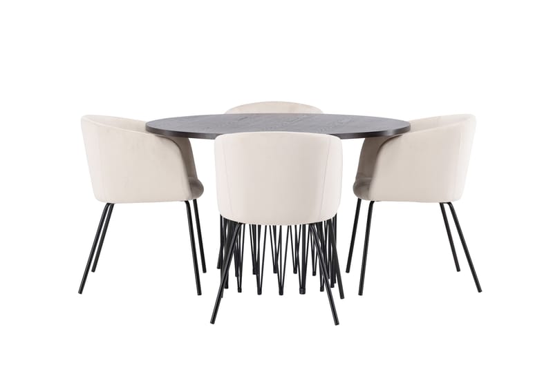 Stone Matgrupp 120 cm Rund med 4 Berit stolar - Beige - Products - Möbler - Bord & matgrupp - Matgrupp
