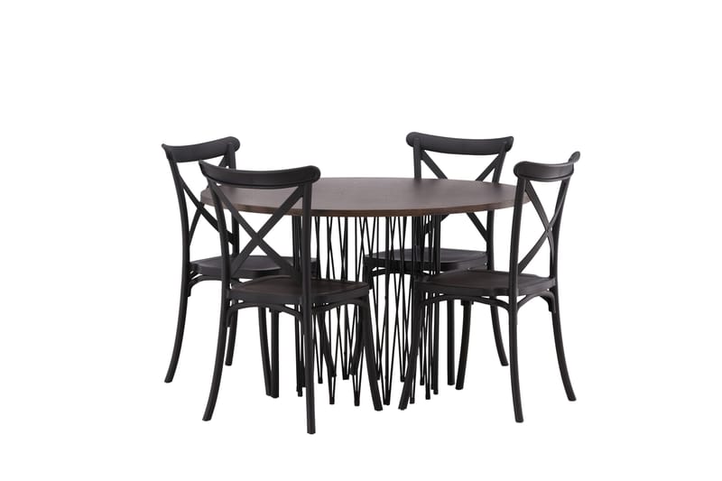 Stone Matgrupp 120 cm Rund med 4 Crosett stolar - Svart - Products - Möbler - Bord & matgrupp - Matgrupp