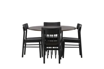 Stone Matgrupp 120 cm Rund med 4 Montros stolar - Svart - Products - Möbler - Bord & matgrupp - Matgrupp