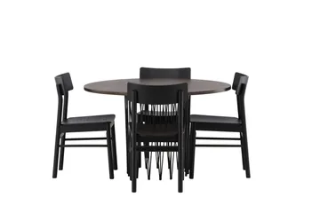 Stone Matgrupp 120 cm Rund med 4 Montros stolar - Svart - Products - Möbler - Bord & matgrupp - Matgrupp