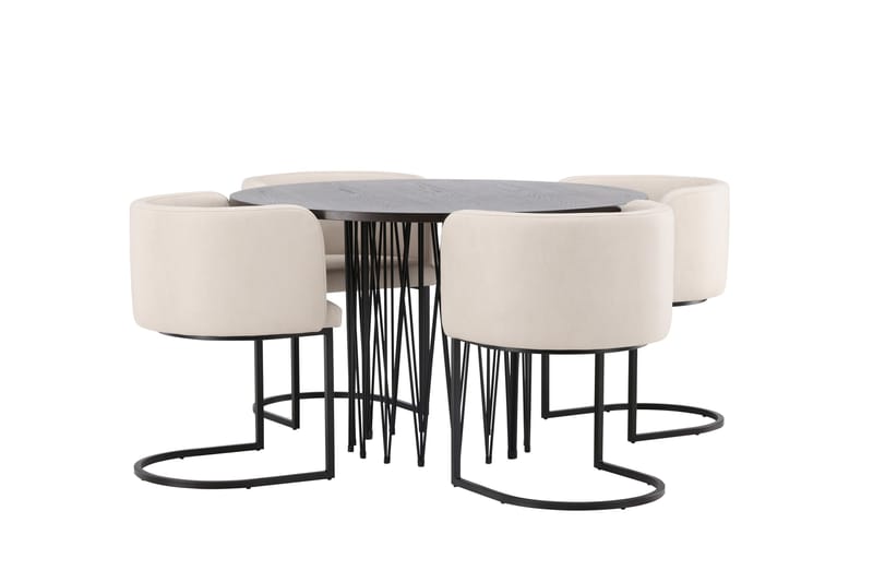 Stone Matgrupp 120 cm Rund med 4 Simrishamn stolar - Beige - Products - Möbler - Bord & matgrupp - Matgrupp