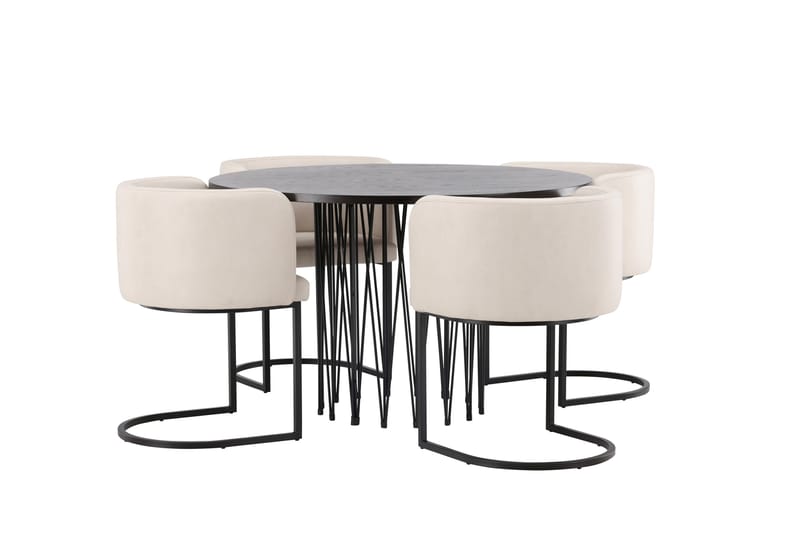 Stone Matgrupp 120 cm Rund med 4 Simrishamn stolar - Beige - Products - Möbler - Bord & matgrupp - Matgrupp