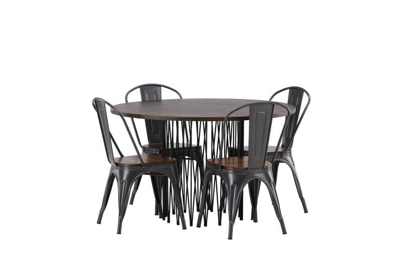 Stone Matgrupp 120 cm Rund med 4 Tempe stolar - Mocca - Products - Möbler - Bord & matgrupp - Matgrupp