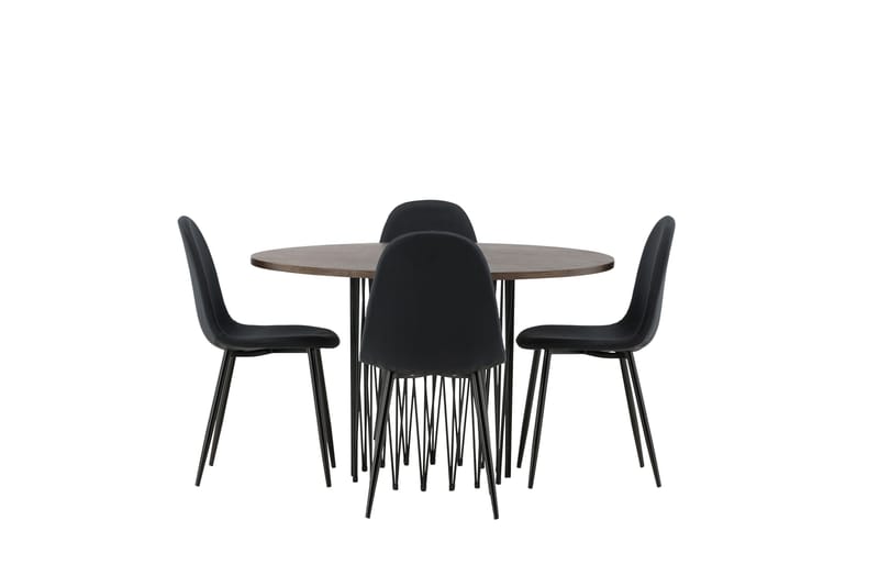 Stone Matgrupp 120 cm Rund med 4 Polar stolar - Svart - Products - Möbler - Bord & matgrupp - Matgrupp