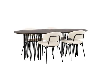 Stone Matgrupp 220 cm Oval med 4 Chico Stolar - Svart - Products - Möbler - Bord & matgrupp - Matgrupp