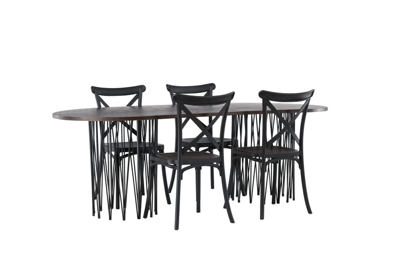 Stone Matgrupp 220 cm Oval med 4 Crosett stolar - Svart - Products - Möbler - Bord & matgrupp - Matgrupp