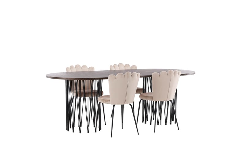 Stone Matgrupp 220 cm Oval med 4 Limhamn stolar - Beige - Products - Möbler - Bord & matgrupp - Matgrupp