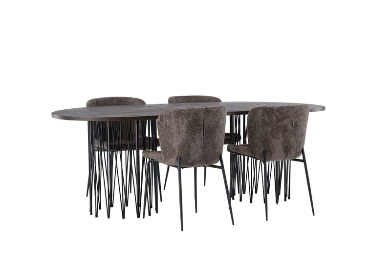 Stone Matgrupp 220 cm Oval med 4 Modesto stolar - Mörkgrå - Products - Möbler - Bord & matgrupp - Matgrupp