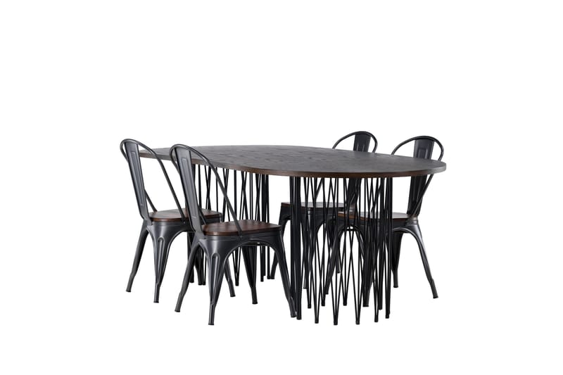 Stone Matgrupp 220 cm Oval med 4 Tempe stolar - Mocca - Products - Möbler - Bord & matgrupp - Matgrupp