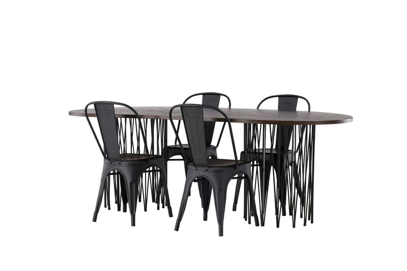 Stone Matgrupp 220 cm Oval med 4 Tempe Stolar - Svart - Products - Möbler - Bord & matgrupp - Matgrupp