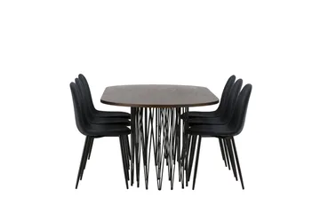 Stone Matgrupp 220 cm Oval med 6 Polar stolar - Svart - Products - Möbler - Bord & matgrupp - Matgrupp