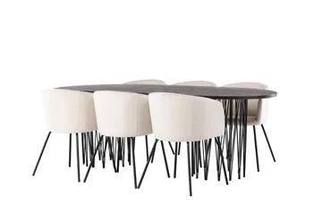 Stone Matgrupp 220 cm Rektangulär med 6 Berit stolar - Beige - Products - Möbler - Bord & matgrupp - Matgrupp