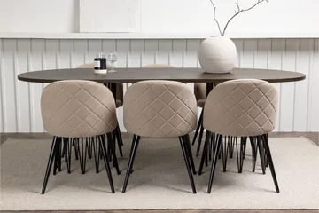 Stone Matgrupp 220 cm Rektangulär med 6 Velvet stolar - Beige - Products - Möbler - Bord & matgrupp - Matgrupp
