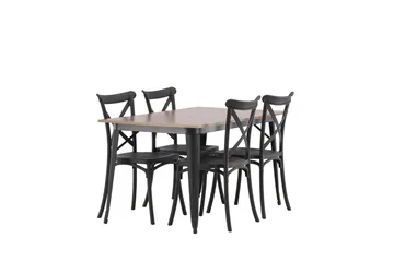 Tempe Matgrupp 140 cm Rektangulär med 4 Crosett stolar - Svart - Products - Möbler - Bord & matgrupp - Matgrupp
