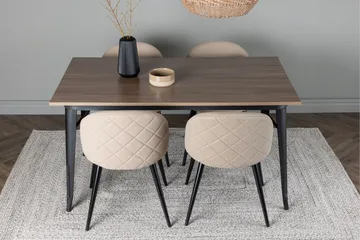 Tempe Matgrupp 140 cm Rektangulär med 4 Velvet stolar - Beige - Products - Möbler - Bord & matgrupp - Matgrupp