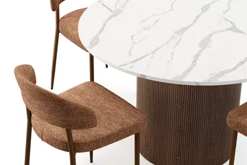 Uppveda Matbord 120 cm Rund med 4 st Jairam Matstolar - Brun - Products - Möbler - Bord & matgrupp - Matgrupp