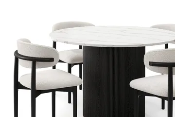 Uppveda Matbord 120 cm Rund med 4 st Jaiveer Matstolar - Svart/Vit - Products - Möbler - Bord & matgrupp - Matgrupp