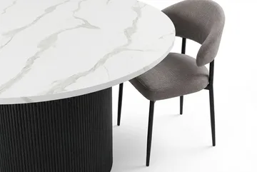 Uppveda Matbord 120 cm Runt Svart med 4 Sawako Greige Stolar - Svart/Vit/Greige - Products - Möbler - Bord & matgrupp - Matgrupp