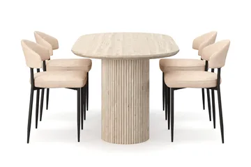 Uppveda Matbord Travetin utseende med 4 st Jairam Matstolar - Beige - Products - Möbler - Bord & matgrupp - Matgrupp