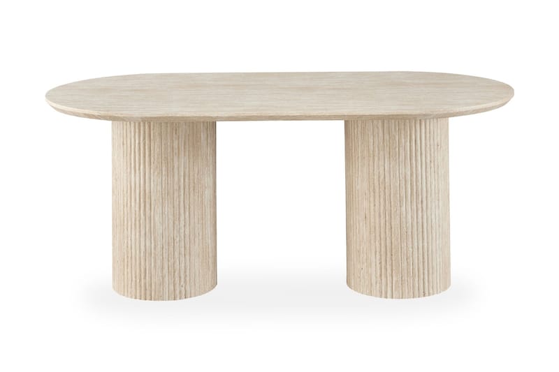Uppveda Ovalt Matbord 180x90 cm med 4 Sawako Greige Stolar - Travertin/Greige - Products - Möbler - Bord & matgrupp - Matgrupp