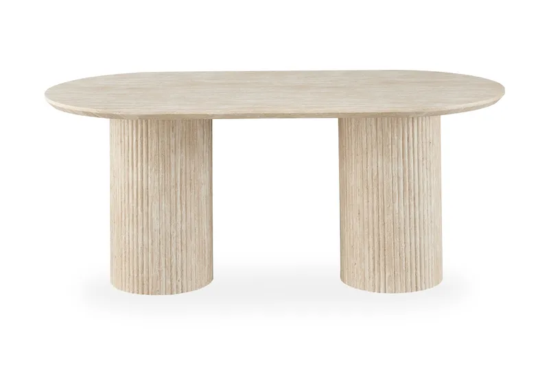 Uppveda Ovalt Matbord 180x90 cm Travertin Utseende, Beige