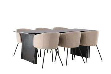Vail Matgrupp 200 cm Rektangulär med 6 Berit stolar - Beige - Products - Möbler - Bord & matgrupp - Matgrupp