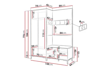 Dunvegan Hallmöbelset 158x46 cm Black - Products - Möbler - Hallmöbler - Möbelset för hall & entre