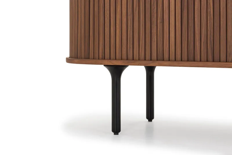 Noira Oval TV bänk Valnöt 150x45 cm Ribbad - Mörkbrunt / Brunt Trä - Products - Möbler - TV- & Mediamöbler - TV bänk & mediabänk