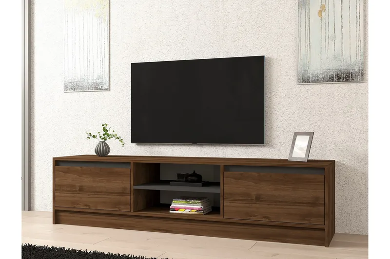 Olca Tv-bänk 180 cm - Valnöt/Antracit - Products - Möbler - TV- & Mediamöbler - TV bänk & mediabänk