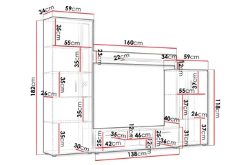 Olerum Tv-möbelset 256x40 cm - Vit - Products - Möbler - TV- & Mediamöbler - TV-möbelset
