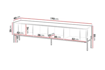 Sherie Tv-bänk 190x40 cm - Vit - Products - Möbler - TV- & Mediamöbler - TV bänk & mediabänk