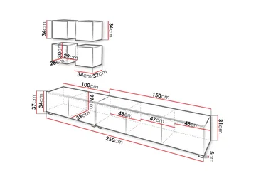 Tessan Tv-möbelset - Svart/Vit - Products - Möbler - TV- & Mediamöbler - TV-möbelset