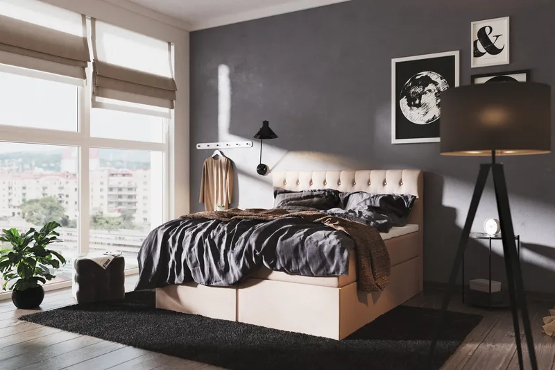 Boxy Box Bed 180x200 cm - Beige - Products - Möbler - Säng - Säng med förvaring