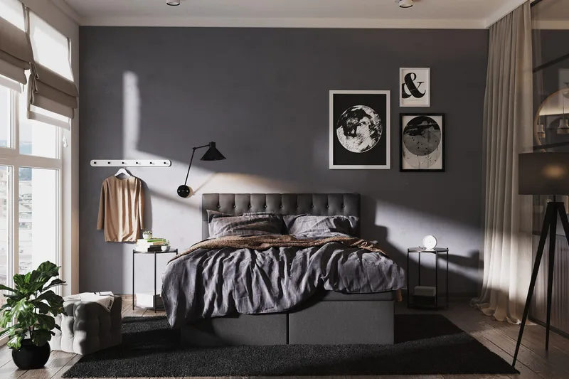 Boxy Box Bed 180x200 cm - Svart/Grå - Products - Möbler - Säng - Säng med förvaring