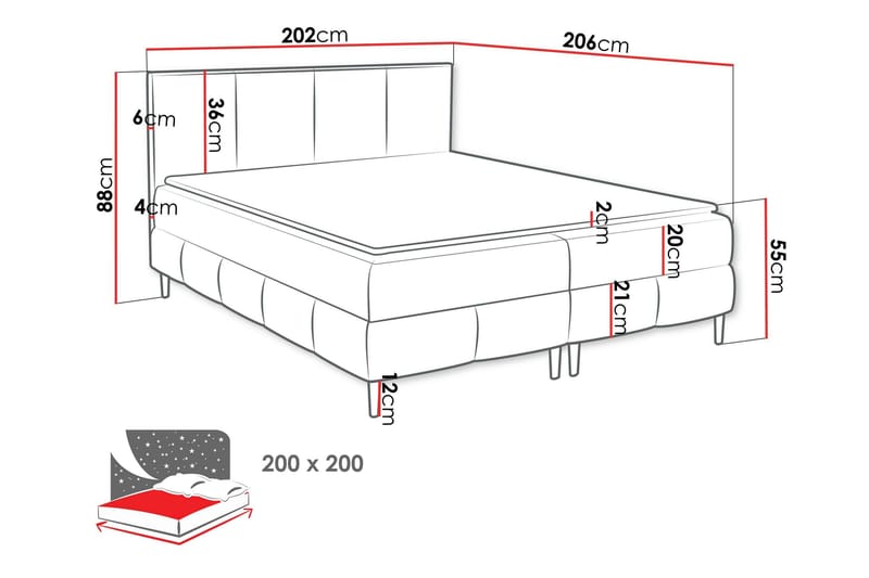 Celestine Förvaringssäng 200x200 cm - Vit - Products - Möbler - Säng - Komplett sängpaket