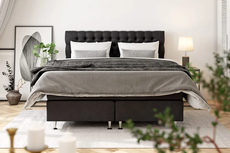 Celine Sängpaket 210x210cm - Svart/Sammet - Products - Möbler - Säng - Kontinentalsäng