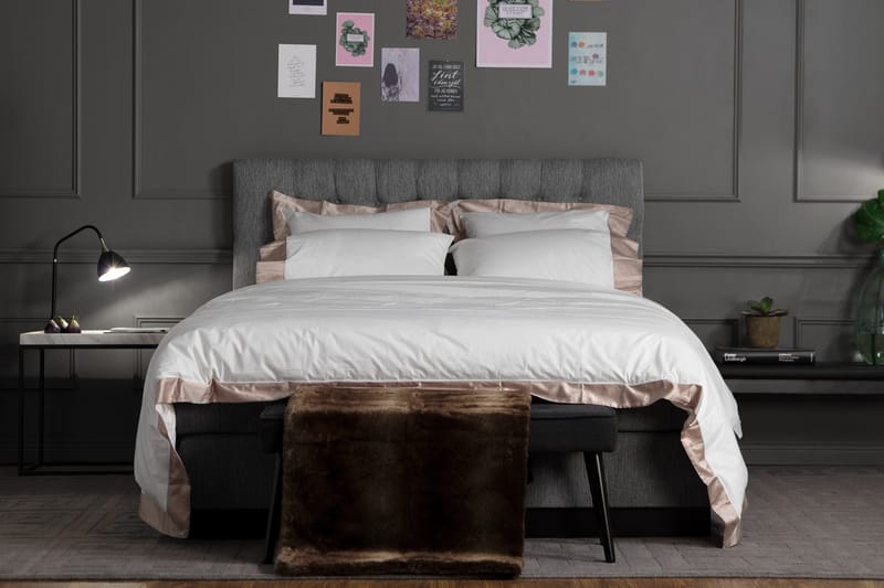 Charleston Kontinentalsäng 160x200 Fast Polyeterskum - Ljusgrå - Products - Möbler - Säng - Kontinentalsäng