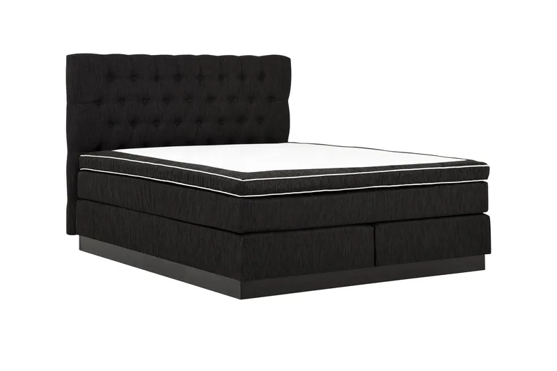 Charleston Kontinentalsäng 160x200 Fast Polyeterskum - Svart - Products - Möbler - Säng - Kontinentalsäng