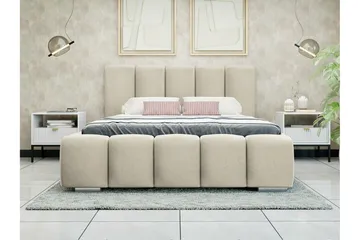 Cleaton Bubblig Sängram 160x200 cm med förvaring - Beige - Products - Möbler - Säng - Säng med förvaring