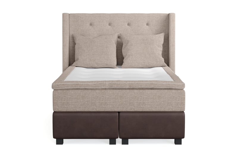 Cuba Sängpaket 140x200 med Två Beiga Kuddar, (+Fler val) Beige/Brun