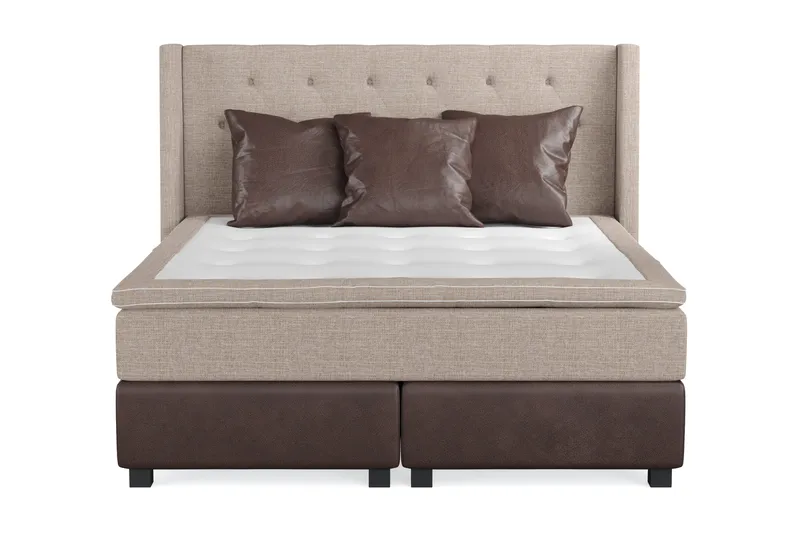 Cuba Sängpaket 160x200 med Tre Bruna Kuddar, (+Fler val) Beige/Brun
