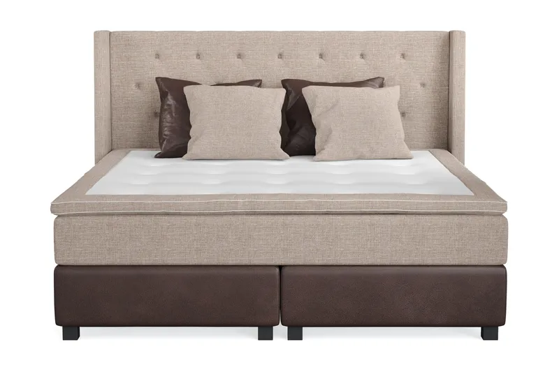 Cuba Sängpaket 210x210 med Två Bruna Två Beiga Kuddar, (+Fler val) Beige/Brun