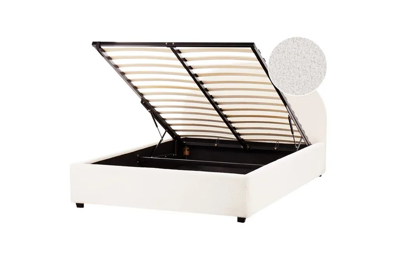 Dubbelsäng Vaucluse med förvaring Vit, 140x200 cm, Bouclé, Vit, 140x200 cm, Bouclé