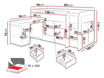 Edson Våningssäng 90x200 cm - Products - Möbler - Säng - Sängram & sängstomme