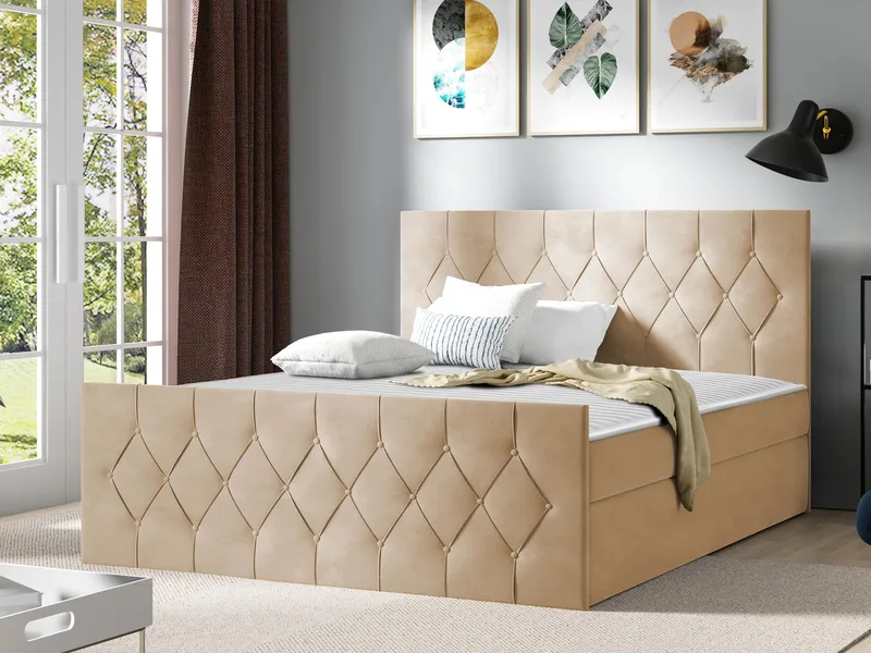 Jitendra Sängpaket Kontinentalsäng 120x200 cm med Förvaring - Beige - Products - Möbler - Säng - Komplett sängpaket